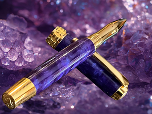 “Royal Amethyst” | Gold Rollerball Pen | Handmade Luxury Writing Instruments