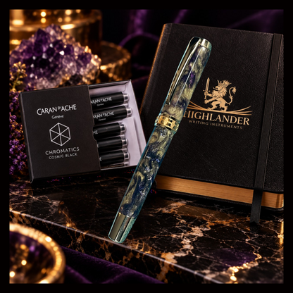 Royal Eclipse Purple & Gold Fountain Pen | Complimentary Highlander A5 Journal + Caran d’Ache Ink Included
