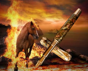 “Fire Horse I” | Red Gold Fountain Pen | Handcrafted In Colorado