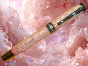 “Pink Quartz” | Black Titanium Rollerball Pen | Highlander Collection