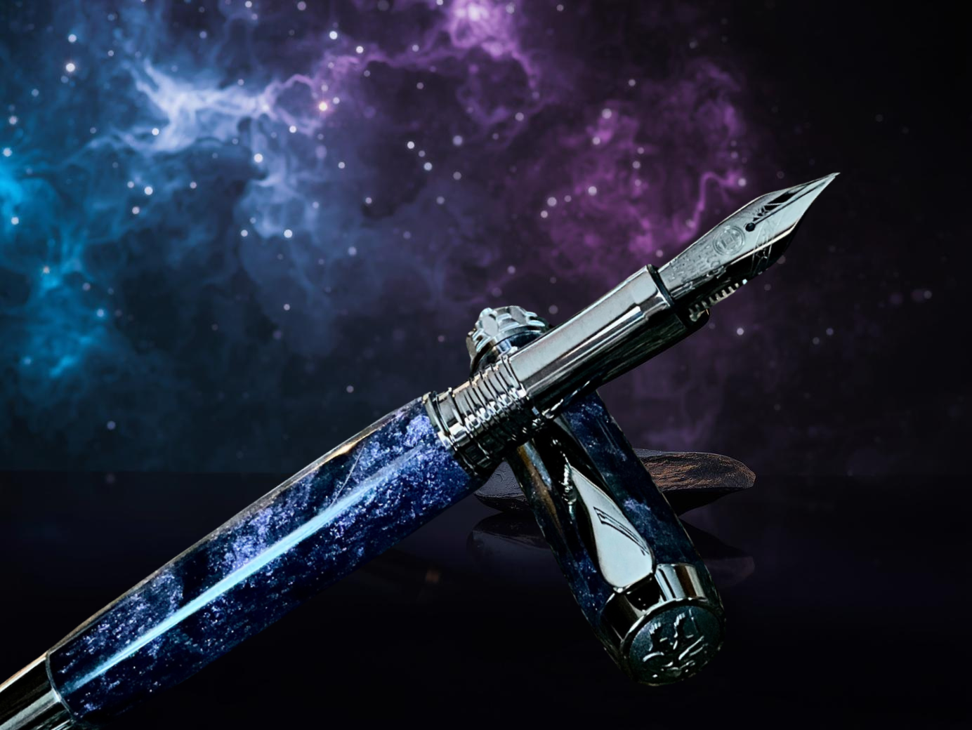 “Nebula Royale” | Black Titanium Fountain Pen | Highlander Collection