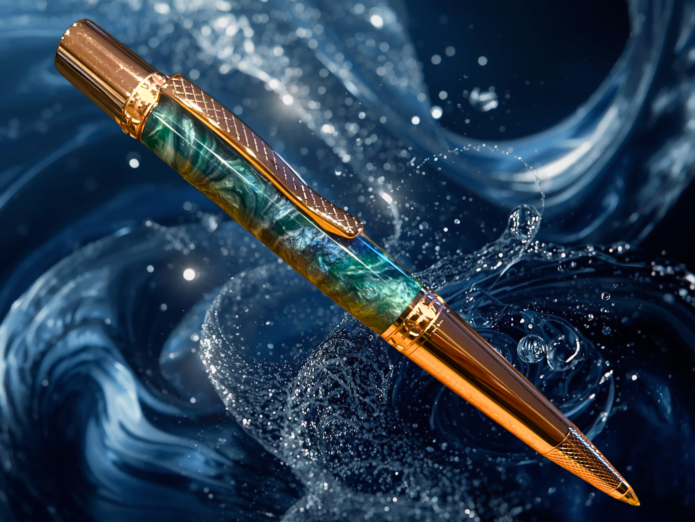 “Kona Blue” / Red Gold Ballpoint Pen | Glasgow Collection